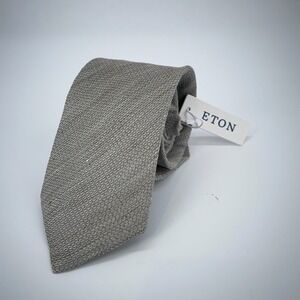 Eton Tie Mens One Size Gray Linen Professional Luxury Classic Fit Necktie NWT